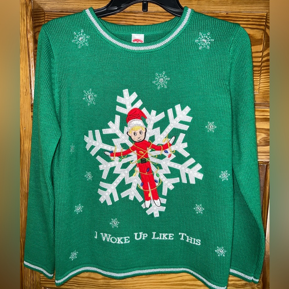 Ugly Tacky Christmas Sweater Elf on a Shelf Small